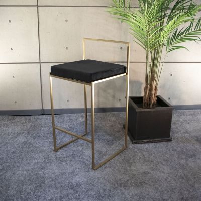 Image of GOTHAM GOLD STOOLS WITH BLACK CUSHION